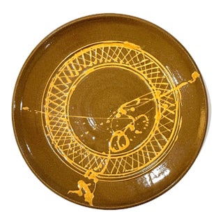 Studio Pottery Charger - Slip Glaze Embellished - Circa 1970's For Sale