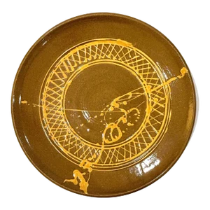 Studio Pottery Charger - Slip Glaze Embellished - Circa 1970's
