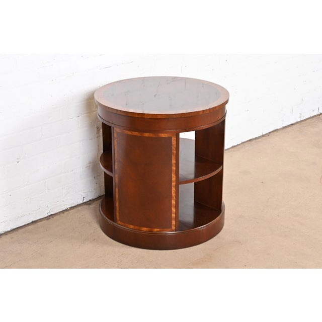 Baker Furniture Empire Banded Mahogany Drum Table For Sale - Image 9 of 13