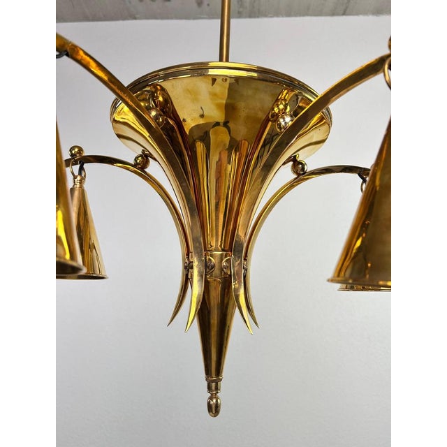 Goldenrod Vienna Secession Brass Chandelider by Dagobert Peche, 1890s For Sale - Image 8 of 9