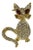 Vintage Pave Clear Rhinestone Cat Brooch Gold Toned Costume Jewelry For Sale