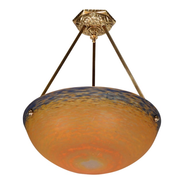 French Art Deco Pendant Light by André Delatte 1920s France For Sale