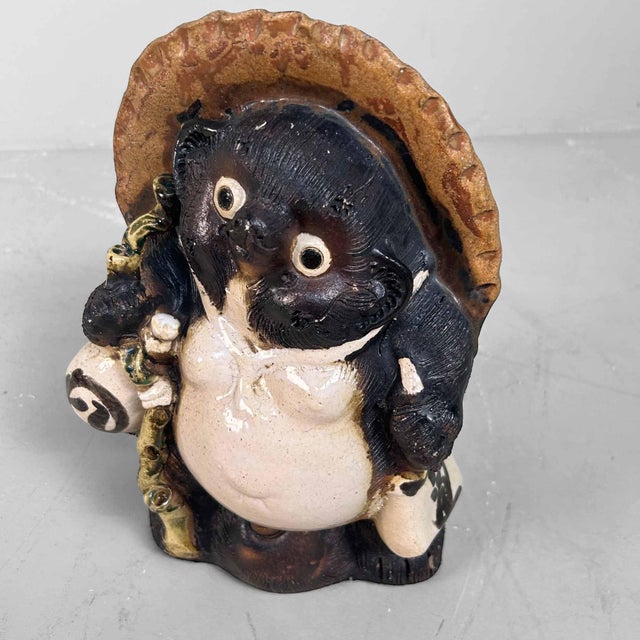 Ceramic Mid-Century Tanuki Statue in Shigaraki Pottery, Japan, 1980s For Sale - Image 7 of 13