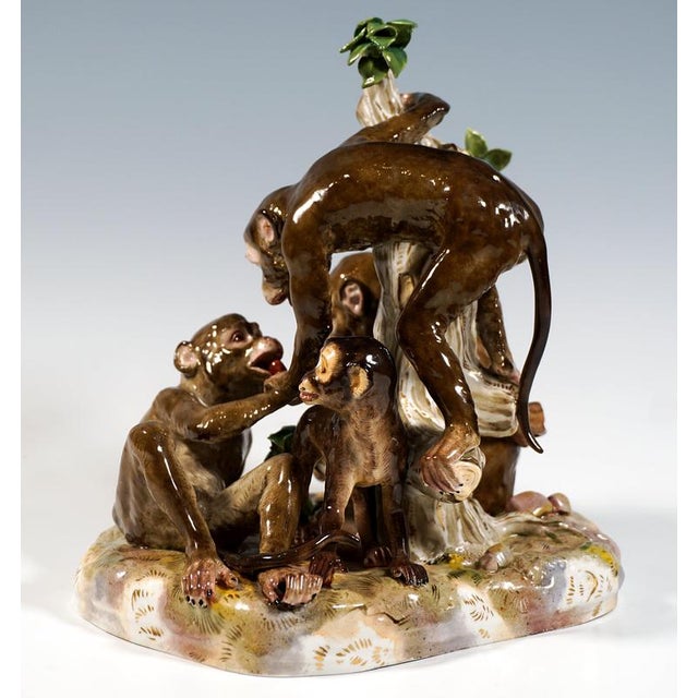 Rococo Large Gang of Monkeys Animal Group by E.A. Leuteritz for Meissen, 1880s For Sale - Image 3 of 9