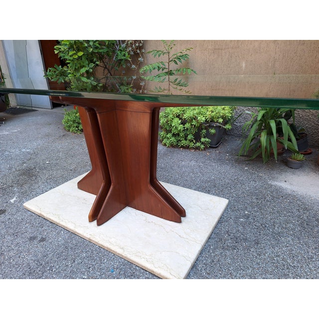 Vintage Table in Walnut Wood with Marble Base by Giorgio Raponi, 1950s For Sale - Image 9 of 17