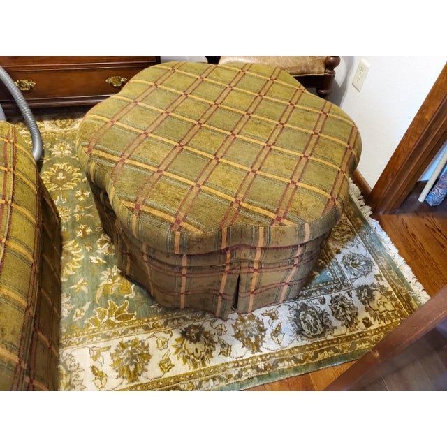 1990s Sherrill Overstuffed Chairs and Ottoman - 3 Pieces for $600 For Sale - Image 5 of 10