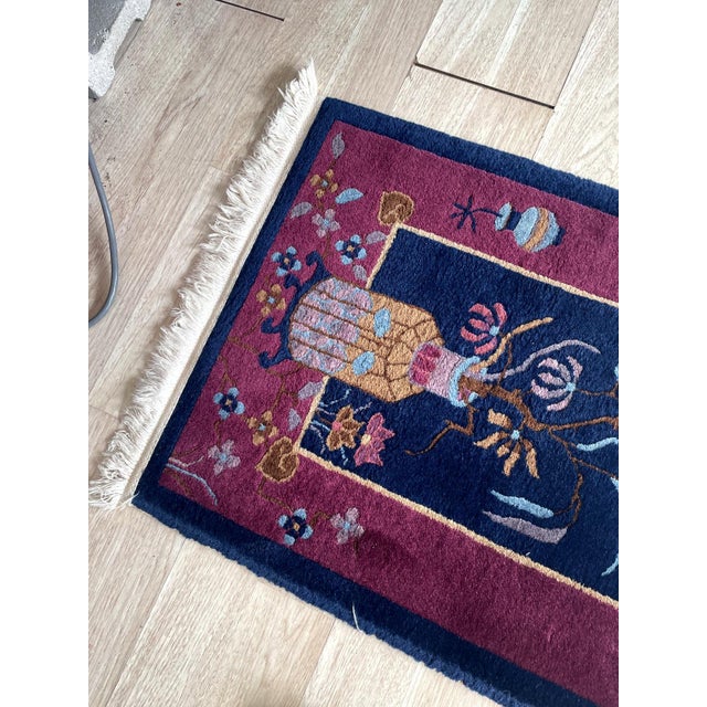 Antique 1920s Art Deco Chinese Rug 2.1' X 4.3' (64cm X 131cm) For Sale In New York - Image 6 of 9
