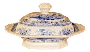 19th C Staffordshire Covered Vegetable Dish