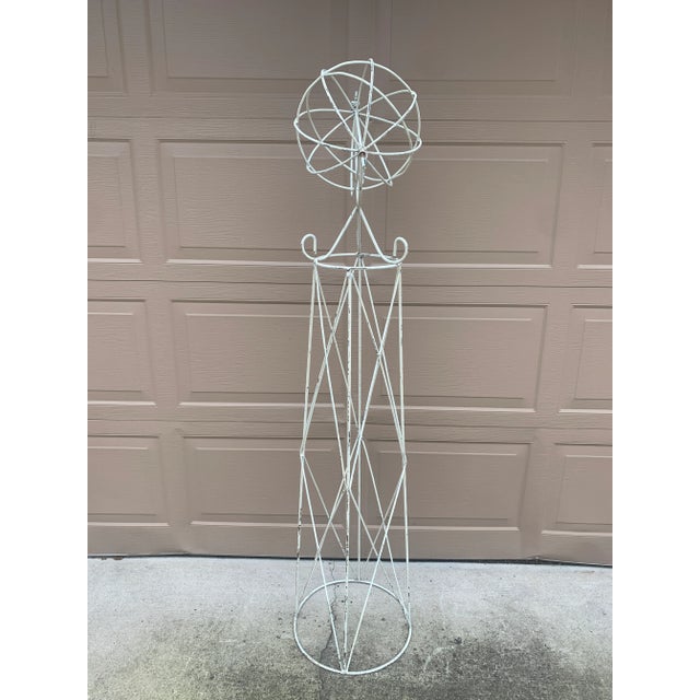 Large Classical White Cast Iron Armillary Sphere Garden Sculpture on Stand, English Country Estate Decor For Sale - Image 9 of 11