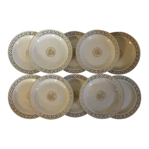 Early 20th Century Antique Wedgwood Creamware Pottery Plates - Set of 10