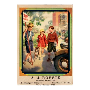 1920's American Advertising Carton, a.j. Bossie, Plumbing and Heating, Nashua Nh