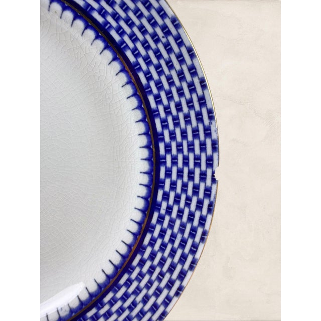 Antique English Royal Cauldon 'Cromer' Blue Transferware Small Side Plates For Sale - Image 4 of 7