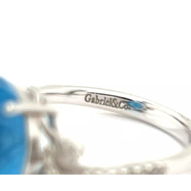 Gabriel & Co. Diamond Blue Topaz 14k White Gold Ring - Size 6 For Sale In Miami - Image 6 of 6