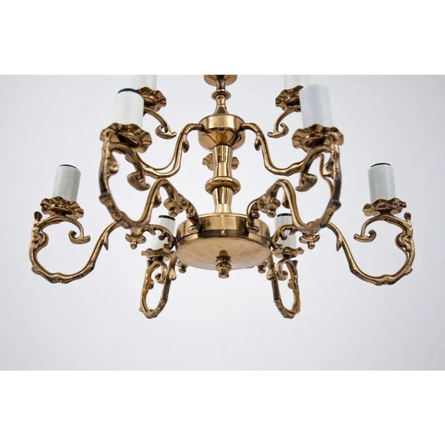 Brass Chandelier, Poland, 1950s For Sale - Image 4 of 8