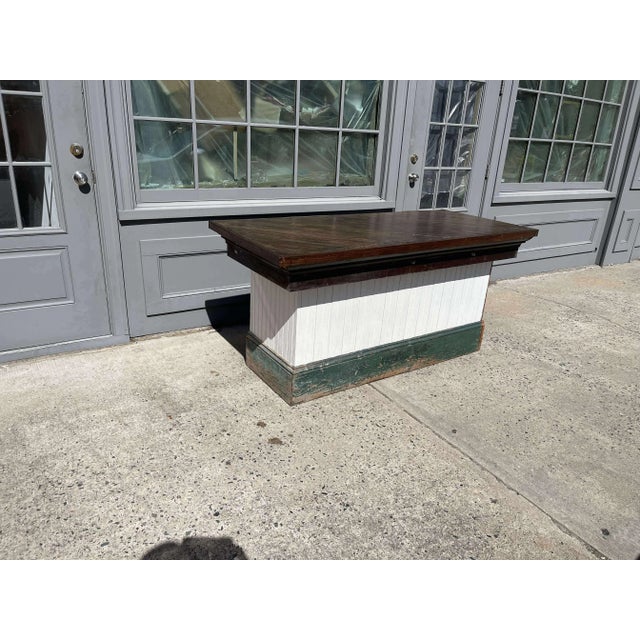 Victorian 1890-1900 Antique Solid Pine Vintage Store Display Counter For Sale - Image 3 of 13