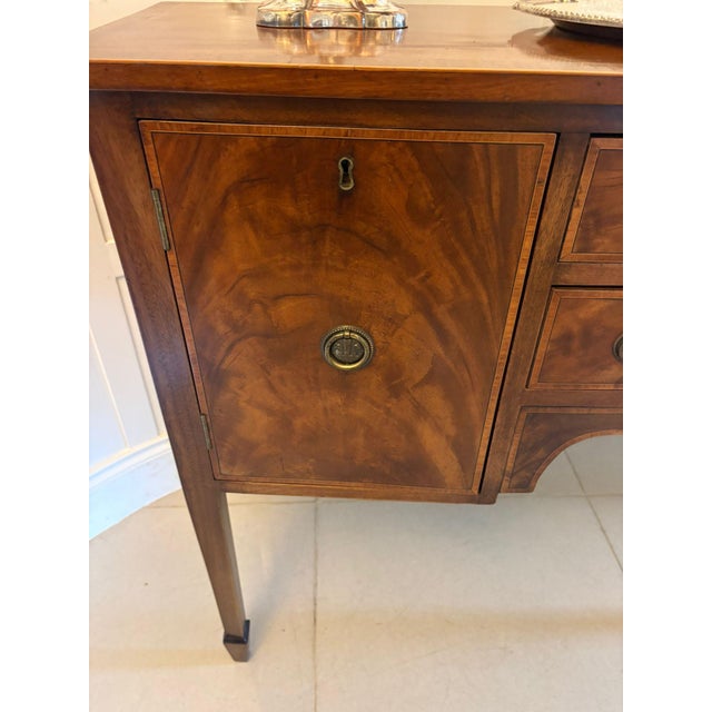 Antique Edwardian Flame Mahogany Bow Front Sideboard, 1900 For Sale - Image 12 of 16