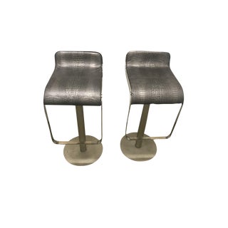 Contemporary Metallic Bar Stools - a Pair For Sale