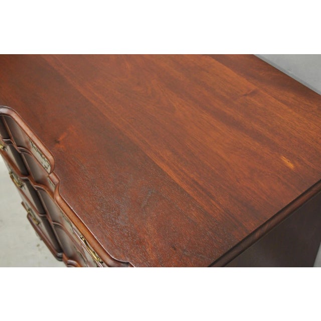 Vintage Chippendale Style Solid Mahogany Block Front Bachelor Chest of Drawers For Sale - Image 12 of 18