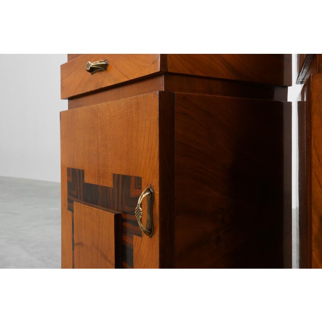 Art Deco Geometric Wooden Nightstands, Italy, 1920s, Set of 2 For Sale - Image 4 of 15