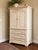 Wood Vintage Distressed Solid Wood Armoire With Carved Laurel Details For Sale - Image 7 of 7