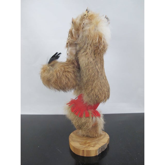 Animal Skin Hopi Native American Owl Dancer Kachina Doll Statue Figurine Signed For Sale - Image 7 of 8