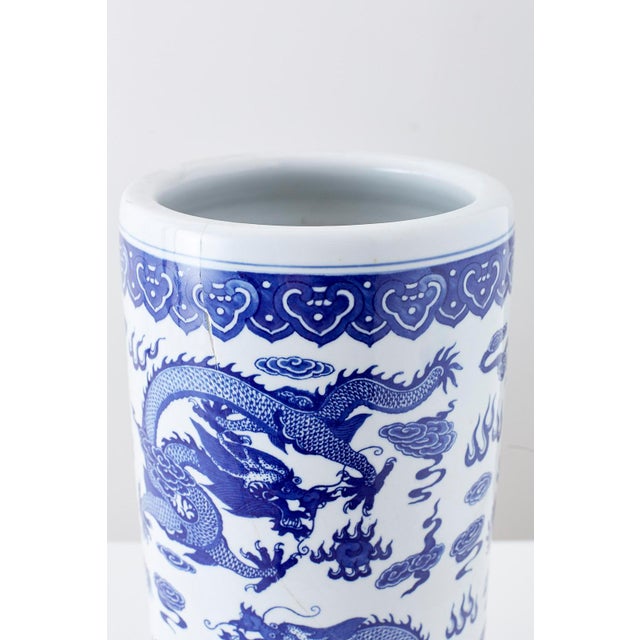 Chinese Blue and White Porcelain Umbrella Holder Chairish