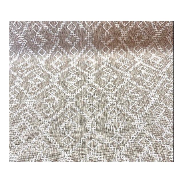 Brentano Woven Homestead Dove Tribal Geometric Performance Stain Resistant Beige White Indoor Outdoor Upholstery Fabric For Sale