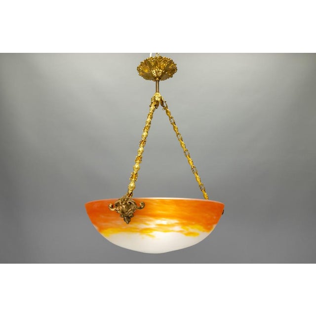 Art Nouveau Pâte de Verre Pendant Light by G.V. Croismare, France, 1920 For Sale - Image 17 of 18