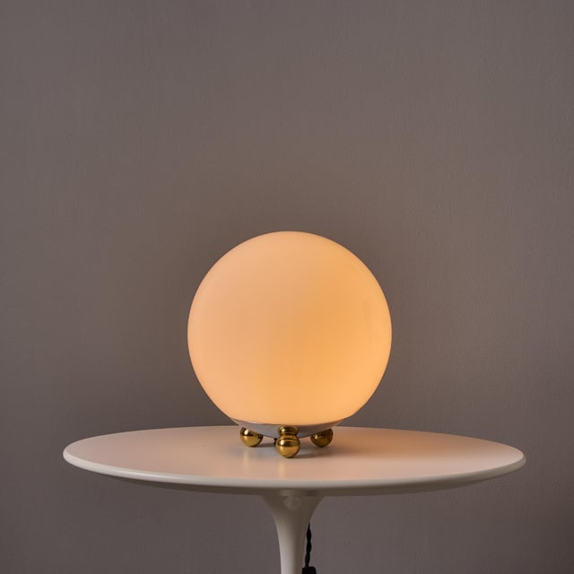 1980s Geometric Brass and Glass Table Lamp for Technolumen, Germany A generous-sized glass and brass lamp from the 1980s...