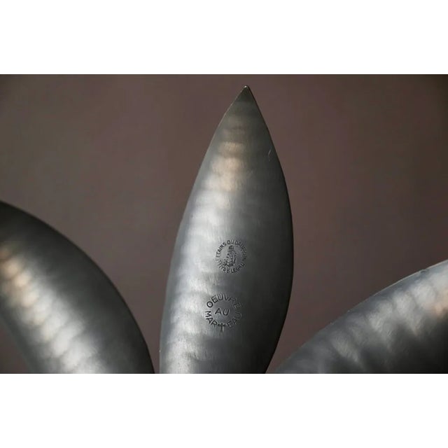 Large Silver Pewter Flower by Le Dauphin, 1960s For Sale - Image 4 of 7
