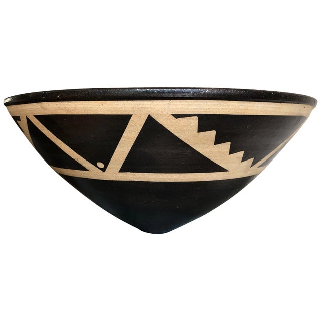 Black Resist Decorated Stoneware Bowl by Jason Wason For Sale - Image 8 of 8