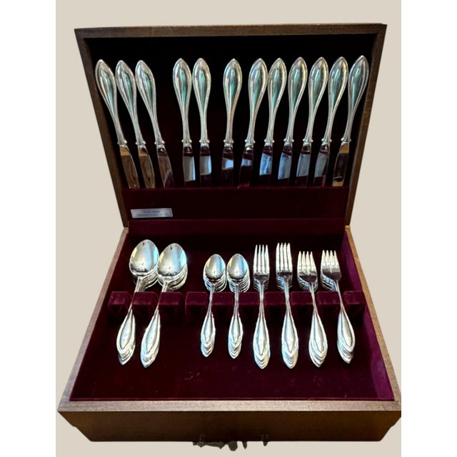 Late 20th Century Oneida Arbor American Harmony Stainless Flatware Set Service for 12 Chest - 65 pcs For Sale In Dallas - Image 6 of 9