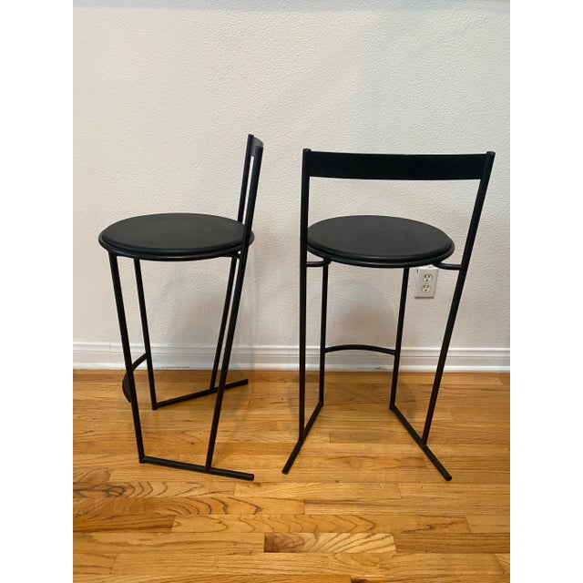 Emilio Nanni Fly Line Postmodern “Musmé” Counter Height Stools - A Pair For Sale - Image 9 of 10