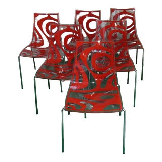 Technopolymer Chairs with Chrome Steel Frames by Luisa Battaglia for Scab Design, Italy, 1900s, Set of 6 For Sale