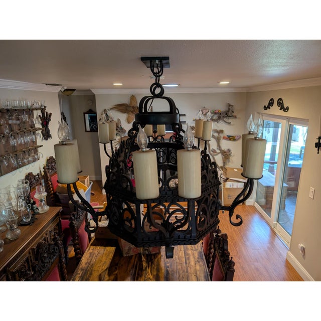 Gothic Late 19th Century Medieval Castle Wrought Iron Chandelier For Sale - Image 3 of 6