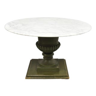 Italian Classical Cast Iron Urn Planter Pedestal Base Round Marble Dining Table For Sale