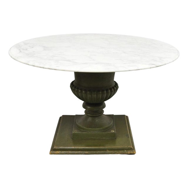 Italian Classical Cast Iron Urn Planter Pedestal Base Round Marble Dining Table For Sale
