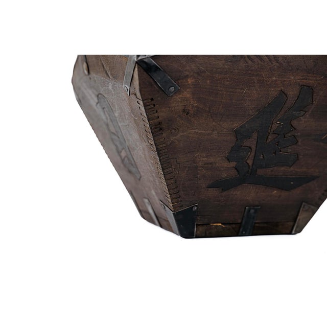 Vintage Antique Chinese Wooden Grain Bucket (Small) For Sale - Image 10 of 11