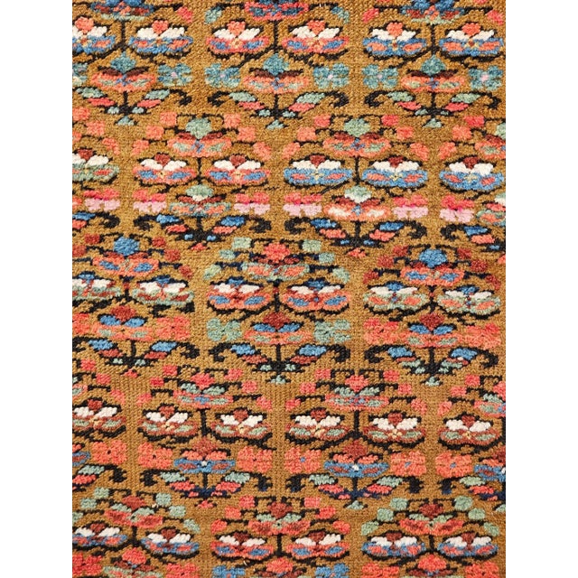 Vintage Persian Kurdish Camelhair Runner Rug, Hand-KnottedWool, Allover Pattern, 4x14, Camelhair & Ivory For Sale - Image 10 of 12