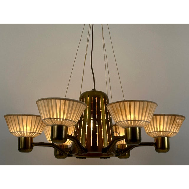 Mid-Century Modern Mid-Century Modern Six-Armed Chandelier from Hans Bergström, Sweden, 1950s For Sale - Image 3 of 18