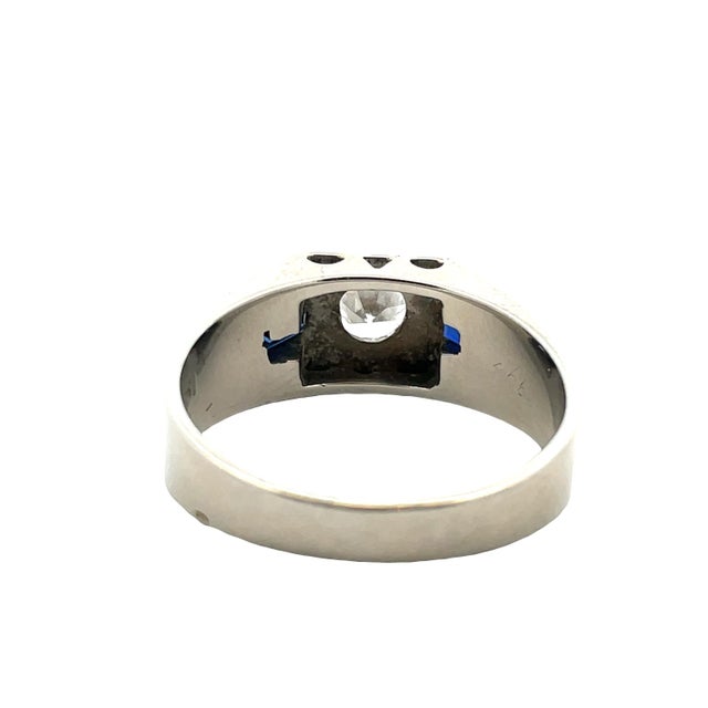 Art Deco Antique Art Deco 18k Gold Diamond & Sapphire Ring, Size 9 For Sale - Image 3 of 9