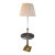 Vintage Stiffel Brass Floor Lamp With Integrated Glass Drink Table Original Shade For Sale