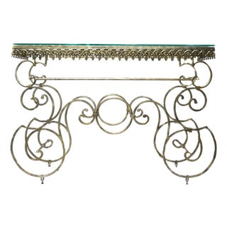 Metal Console Table With Glass Top For Sale
