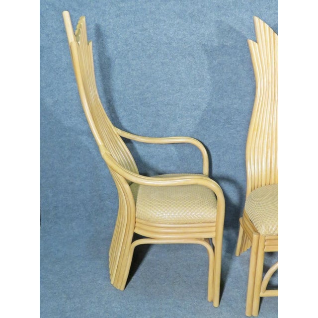 Mid 20th Century Mid 20th Century Sculpted Rattan Dining Table & Chairs - 7 Pieces For Sale - Image 5 of 7