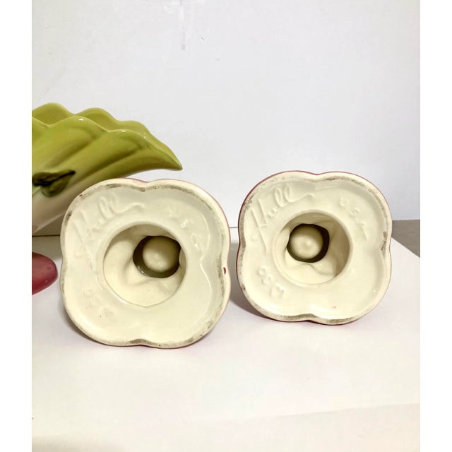 1950s Hull Pottery Woodland Pattern W29 Console Bowl and Candle Holders - Set of 3 For Sale - Image 4 of 8