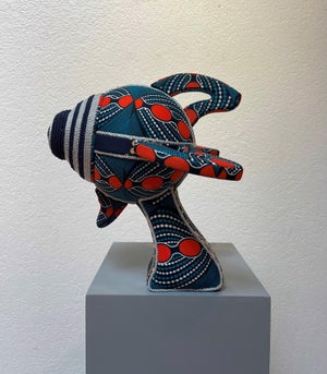 Ray Gun 922 by Corey Pickett | Wood, Foam, Fabric sculpture of a stylized ray gun head