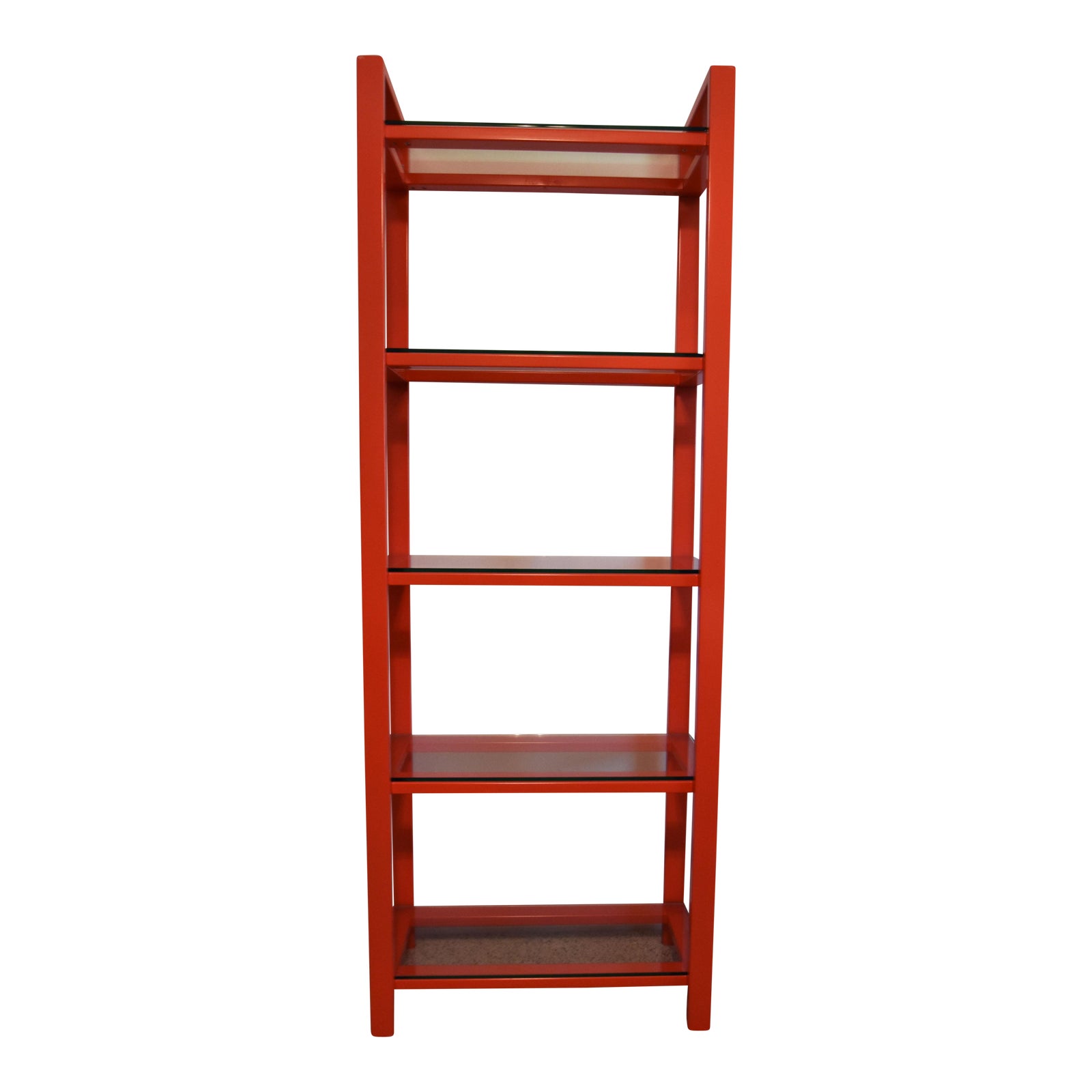 Red Metal Bookshelves With Glass Shelves Chairish