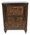 Vintage J L George Zee Style Chinese Figural Carved Teak Wood Flip Top Dry Bar Cabinet, Attributed For Sale