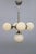 An elegant and authentic art deco chandelier from 1930s czechoslovakia, crafted with a nickel-plated metal frame and five...