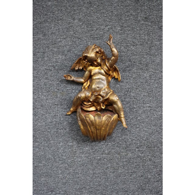 Italian Giltwood Cherub Wall Pocket For Sale In Philadelphia - Image 6 of 12
